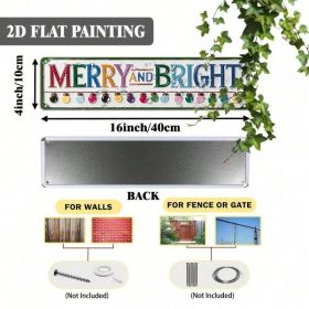 Vintage Rustic Merry & Bright Christmas Wall Sign, Farmhouse Metal Decor (Option: A)