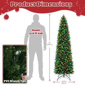 Pre-Lit Fraser Fir Pencil Artificial Christmas Tree With Premium LED Lights (Option: Green 6FT)