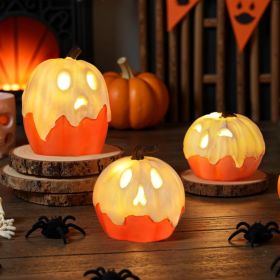 Halloween Decorations,Light Up Ghost Pumpkin Decorations Set Of 3,Cute Halloween Decor Indoor For Kitchen Tabletop Mantel Party Home Decor (Option: White)