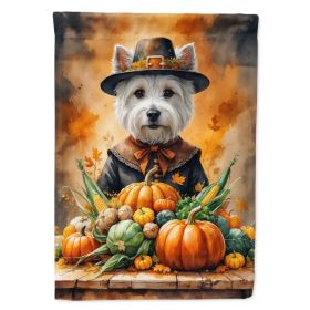 Westie Thanksgiving House Flag Large Porch Sleeve Pole Decorative Outside Yard Banner Artwork Wall Hanging, Polyester, House Size, Multicolor (Option: Default)