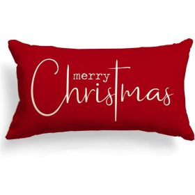 Christmas Pillow Cover, Merry Christmas Decorative Throw Pillow Case, Red Cotton Linen Sofa Cushion Cover, 12 X 20 Inches (Option: Red)