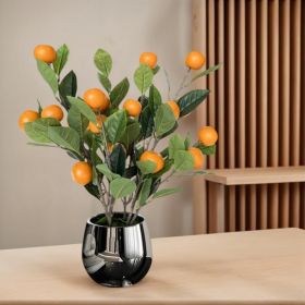 Artificial Orange Tree With Silver Planter  Faux Fruit Tree  Home Decor Ornament (Option: 1Pc)