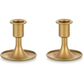 Gold Taper Candle Holders, Set Of 2, Elegant Tabletop Candle Stand For Christmas, Wedding, Dining Table & Home Decor (Option: Gold)