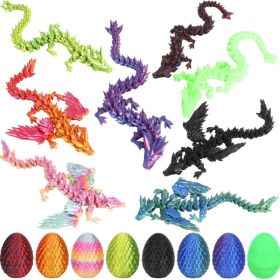 8 Pack 3D Printed Easter Dragon Eggs With Articulated Dragon Inside Mini Crystal Dragon Fidget Toys Mystery Mythical Animal Surprise Toys (Option: Multi Color)