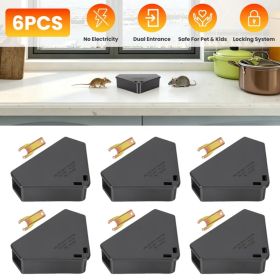Triangular Mouse Bait Holder Stations, 6 -12Pack Lockable Reusable Bait Boxes with Keys, Durable PP Plastic for Indoor and Outdoor Placement (Option: 6 Pack)