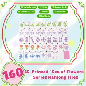160PCS Sea Of Flowers Floating American Mahjong Set With 4 Dice, 4 Beginner Guide Cards And Storage Case (Option: Flower-160PCS)