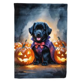 Black Newfoundland Puppy Halloween House Flag Large Porch Sleeve Pole Decorative Outside Yard Banner Artwork Wall Hanging, Polyester, House Size, (Option: Default)