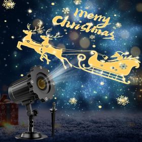 3D Dynamic Christmas Projector Lights Outdoor Indoor Upgrade Santa In Sleigh Christmas Decorations,Waterproof Holiday Projector Lights For Window (Option: Black)