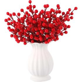 Artificial Red Berry Stems 40 Units, Faux Holly Berry Picks For Christmas Tree, Wreaths, DIY Crafts And Holiday Home Decor (Option: Red)