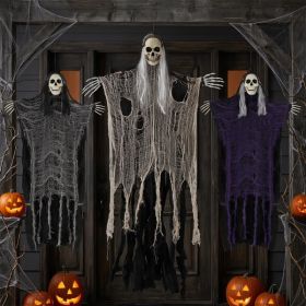 3PCS Scary Hanging Ghosts,Halloween Grim Reaper Skeleton Halloween Decor (Option: Black)