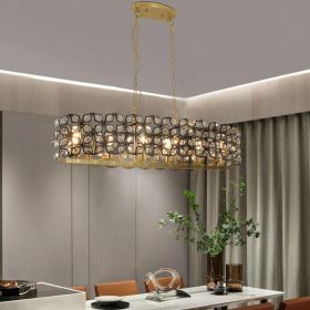 39" Contemporary Crystal and BlackGold Pendant Chandelier – Geometric Modern Light Fixture for Dining Room, Kitchen, or Living Room (Bulb Not Inc (Option: Black,Gold,Transparent)