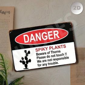 CIFbuy 1pc Fun Spiky Plant Warning Sign, Cactus Danger Metal Plate, Heavy-Duty Aluminum Decor, Red Text Outdoor Yard Garden Sig Warning IkTok, Wa (Option: defaulttitle)