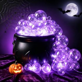 Bubbling Witch Cauldron DIY Set, Halloween Decorations Indoor,  Black Plastic Witch Candy Bowl With 40 Clear Balls Halloween Party Decor, Spooky (Option: Purpule)