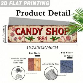 Candy Shop 1884 Metal Sign Vintage Christmas Sweet Shop, Rustic Wall Plaque (Option: A)