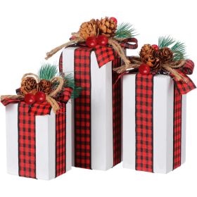 Christmas Table Centerpieces 3 Units, Black Red Buffalo Plaid Decorations For Dining Table, Holiday Party And Home Decor (Option: MULTI)