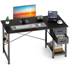 40-47IN The computer desk has drawers, the wooden desk has adjustable position drawers, and the modern study and work desk has side hooks (Option: Black-40IN)