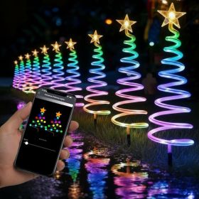 10 Pack Christmas Pathway Lights Outdoor With RGBW DIY Modes, APP Control Spiral Lighted Xmas Tree Path Lights With Scene Modes, Schedule & Music (Option: Multicolor)