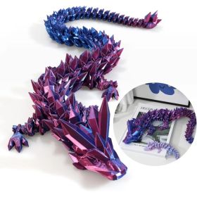 30" Large 3D Printed Dragon,Flexible Articulated Crystal Dragon Fidget Toy,Cool Big Dragon Toy,Huge 3D Printed Dragon Gift for Girls Boys Kids  C (Option: Red Blue)