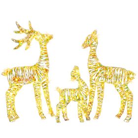 3pcs 2.4FT  2D 4.5V 3.60W Family Elk  Iron Frame  Courtyard Elk Decoration (Option: 79289462)