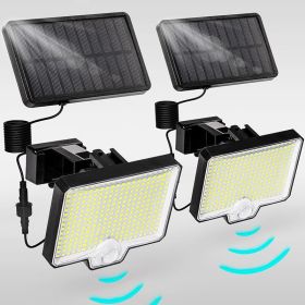 2-Pack Solar Motion Sensor Outdoor Floodlights 2600 Lumens, IP67 Waterproof (Option: 2Pack)